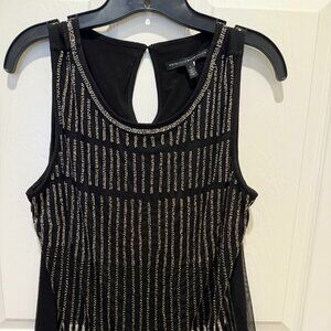 **White House Black Market Black Beaded Sleeveless Top – Size L**
